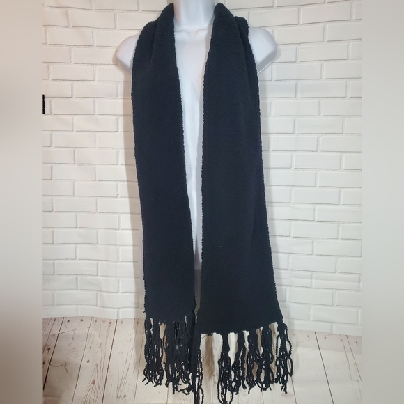Black Chenille Fringe Scarf - Picture 2 of 10